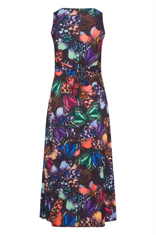 YOURS LONDON Curve Black Butterfly Print Knot Front Maxi Dress 7