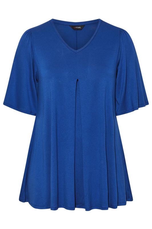 Plus Size Cobalt Blue Pleat Angel Sleeve Swing Top | Yours Clothing 6