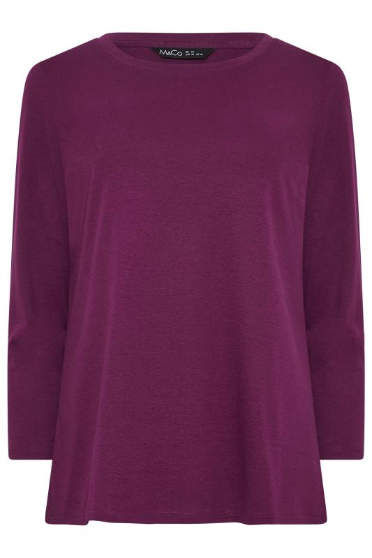 M&Co Purple Long Sleeve Cotton Blend Top | M&Co  6