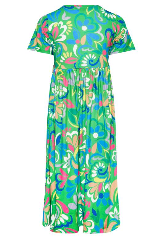 YOURS Curve Plus Size Green Abstract Print Smock Dress | Yours Clothing  7