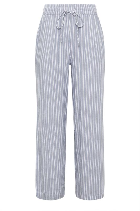 M&Co Blue Stripe Tie Waist Cotton Trousers | M&Co 6