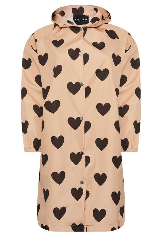 YOURS LUXURY Plus Size Pink Heart Print Longline Raincoat | Yours Clothing 9