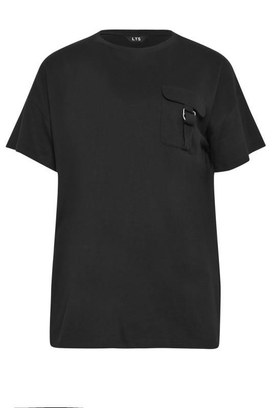 LTS Tall Black Utility Pocket Cotton T-Shirt | Long Tall Sally 7