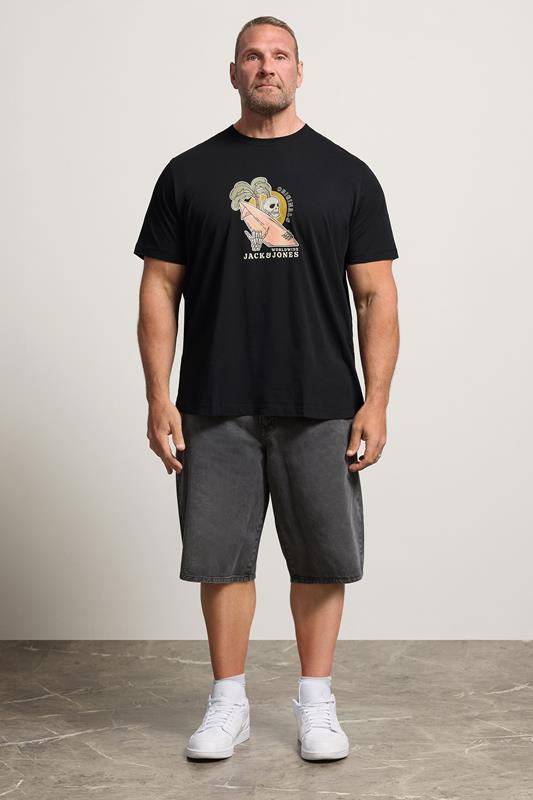 JACK & JONES Big & Tall Black Skull Print Tee | BadRhino 1