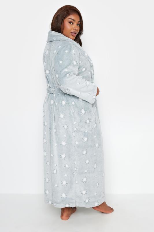 YOURS Plus Size Green Star Print Shawl Maxi Dressing Gown | Yours Clothing 5
