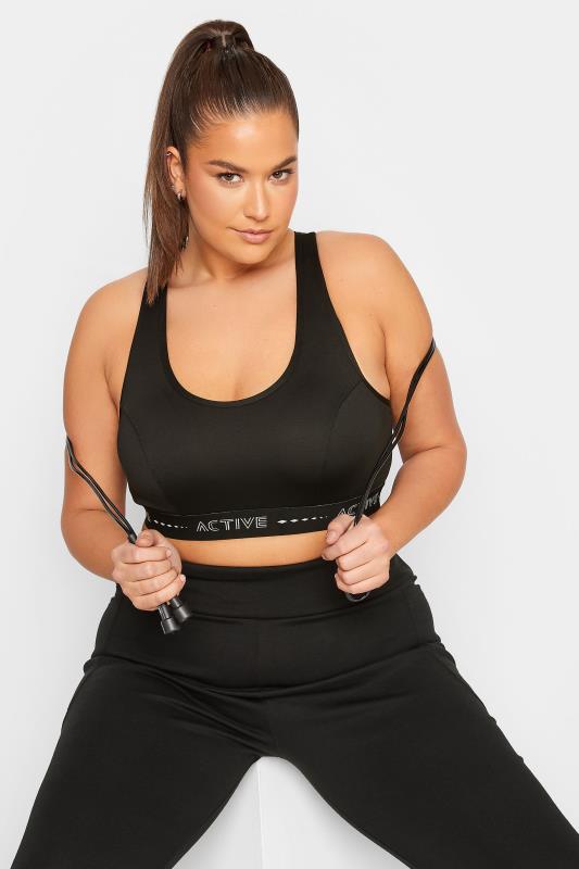 Plus Size  YOURS Curve ACTIVE Black Padded Sports Bra