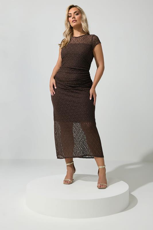  YOURS LONDON Curve Chocolate Brown Lace Maxi Dress