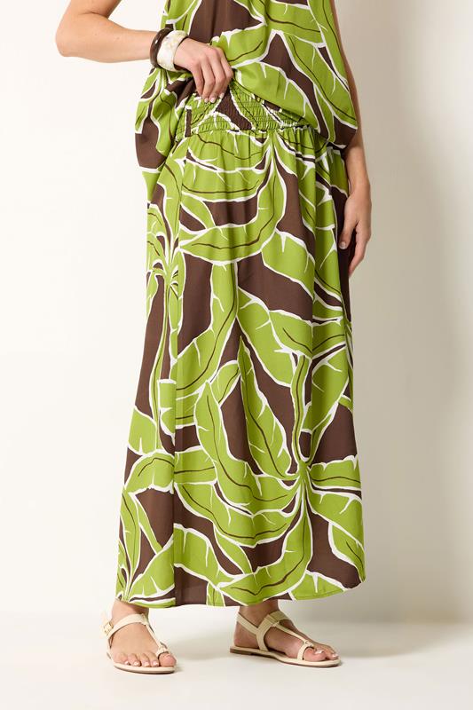 LTS Tall Women's Set Green Palm Leaf Print Top & Skirt | Long Tall Sally 6