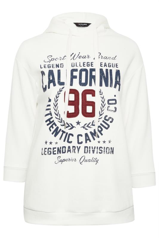YOURS Plus Size White 'California' Slogan Hoodie | Yours Clothing 2