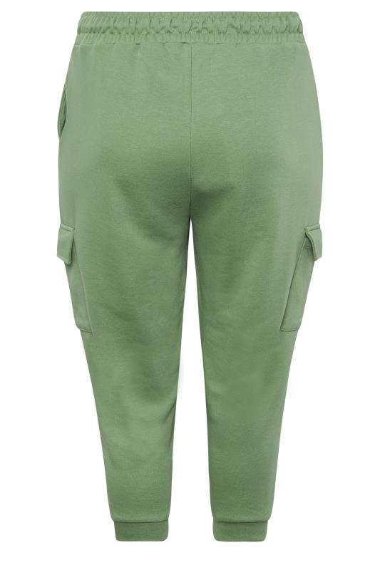 YOURS Curve Sage Green Cargo Pocket Cropped Joggers 6