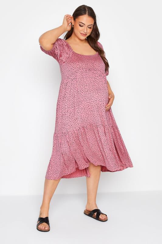 BUMP IT UP MATERNITY Curve Pink Square Neck Midaxi Dress 2