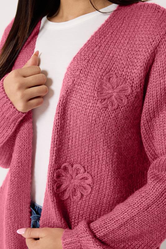 M&Co Petite Pink Flower Embroidered Knitted Cardigan | M&Co 4