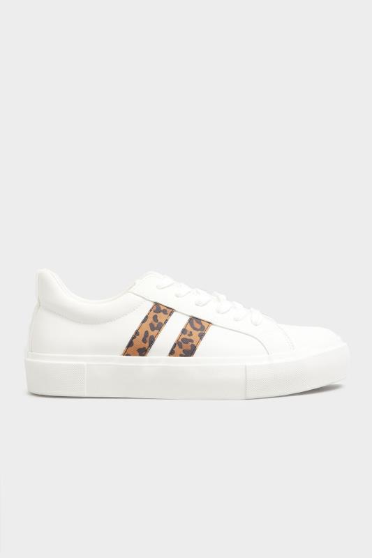 LIMITED COLLECTION White Flatform Leopard Print Stripe Trainers In Standard D Fit 3