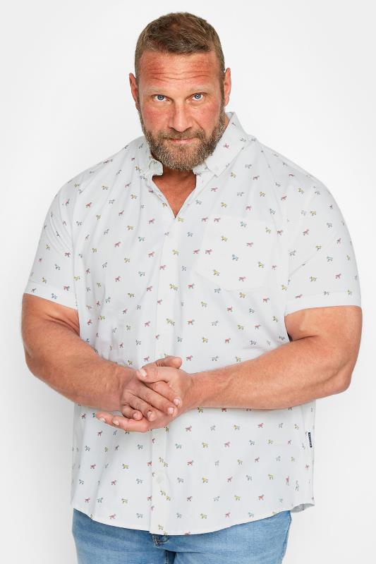 Men's  BadRhino Big & Tall White Dog Print Poplin Shirt