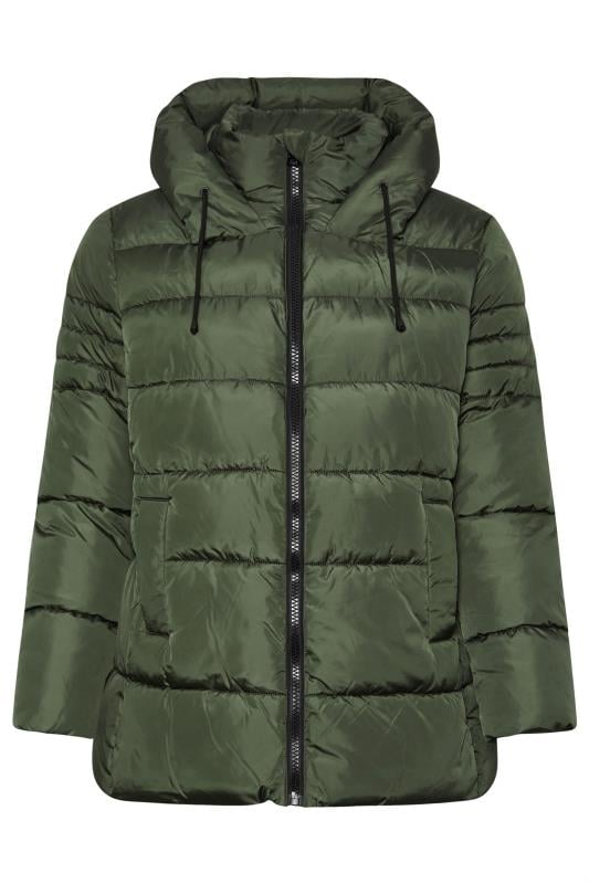 YOURS Curve Green Sporty Puffer Coat | Yours Clothing 5