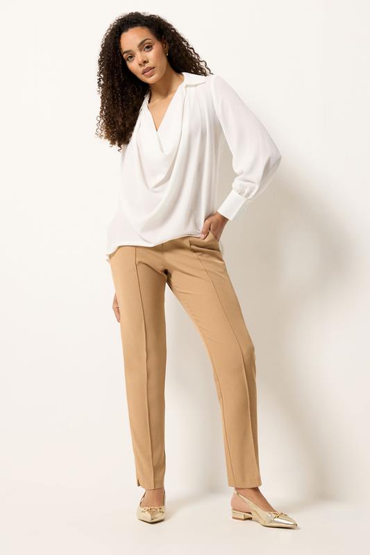 M&Co Ivory White Drape Front Blouse | M&Co 1