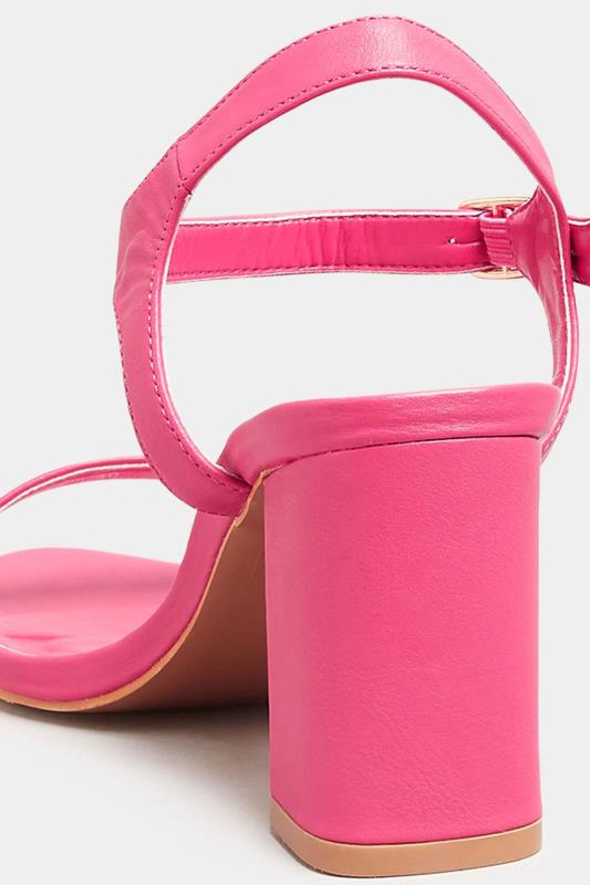 LIMITED COLLECTION Hot Pink Block Heel Sandal In Wide E Fit & Extra Wide Fit | Yours Clothing 4