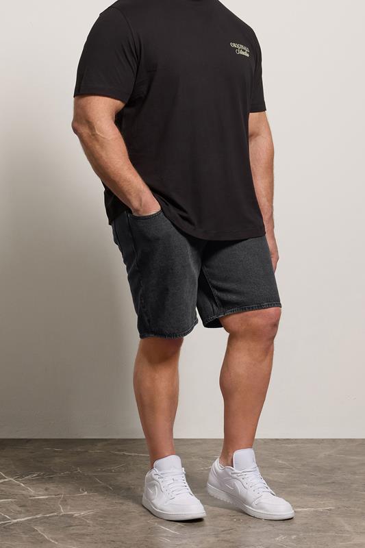  JACK & JONES Big & Tall Black Denim Shorts