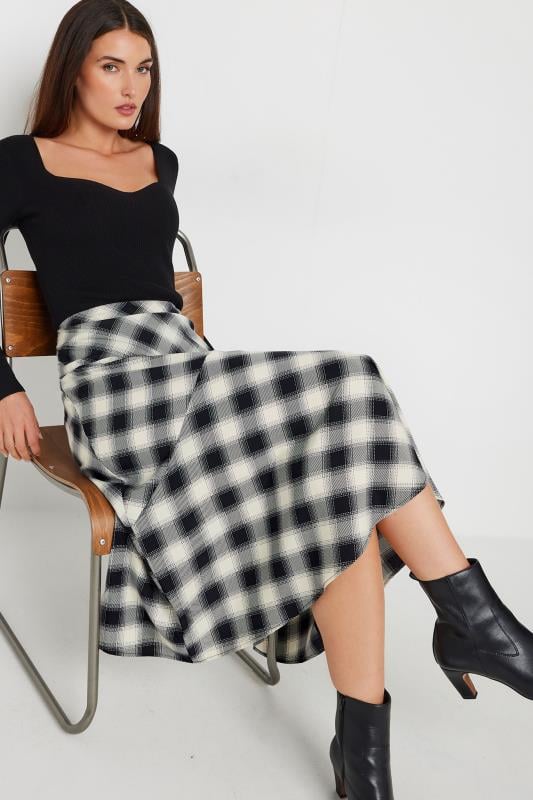 LTS Tall Black Check Print Tiered Midaxi Skirt | Long Tall Sally 1