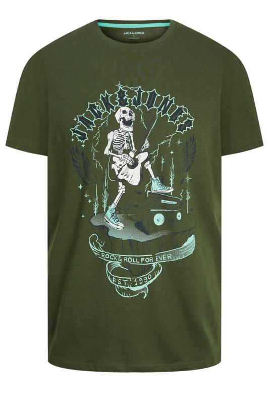 JACK & JONES Big & Tall Green Rock Skull T-Shirt | BadRhino 2