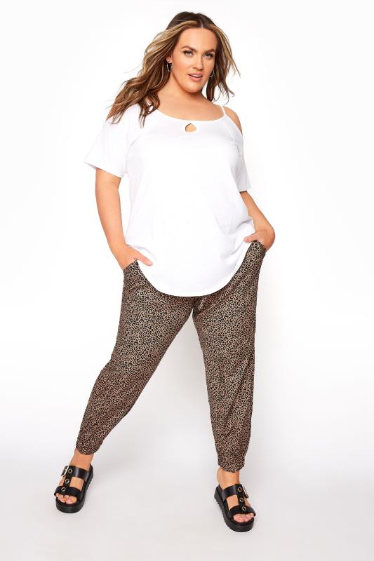 Leopard Tie Waist Harem Trousers 