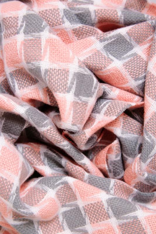 Pink Square Check Tassel Scarf | Yours Clothing 3