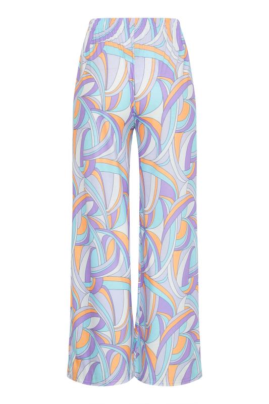 Petite Purple Swirl Print Wide Leg Trousers | PixieGirl 6