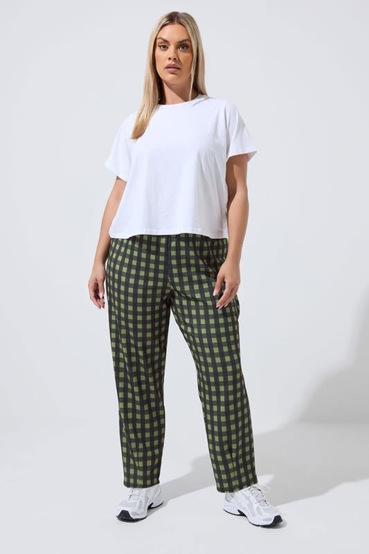  LIMITED COLLECTION kakigroene geruite barrel broek