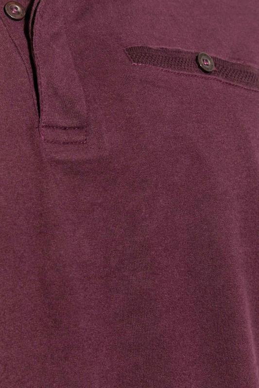 KAM Big & Tall Burgundy Red Long Sleeve Polo Shirt 2