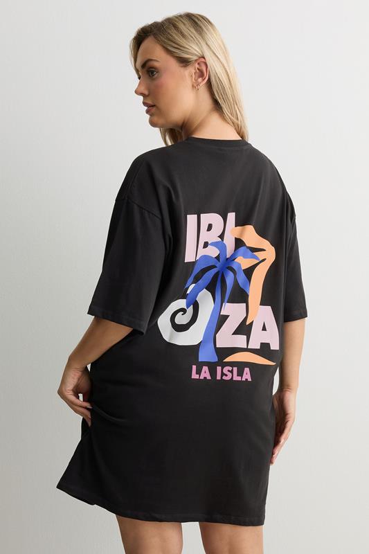 YOURS Plus Size Black 'Ibiza' Sleep Tee Nightdress | Yours Clothing 1