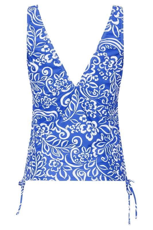 M&Co Blue Floral Print Adjustable Tankini Top | M&Co 6