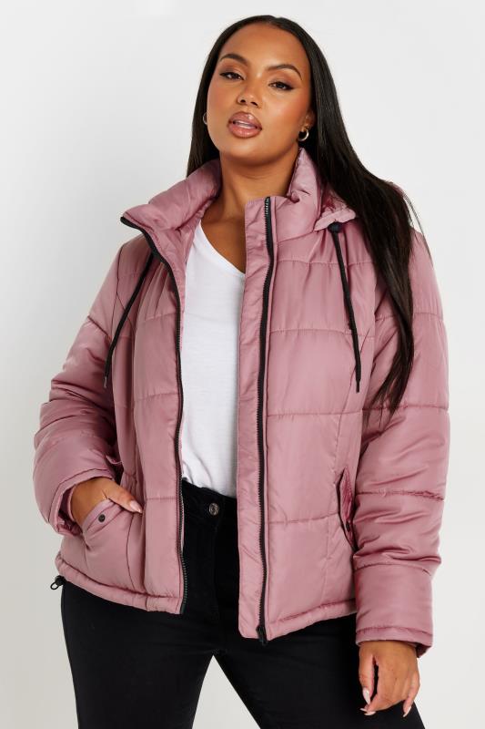 YOURS Plus Size Pink Boxy Short Padded Coat Yours Clothing