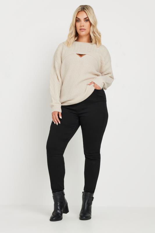 YOURS Plus Size Black Stretch Skinny AVA Jeans | Yours Clothing 4