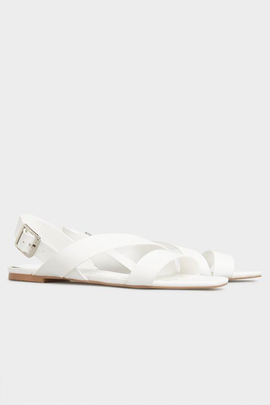 LTS White Crossover Strap Sandals In Standard D Fit 4