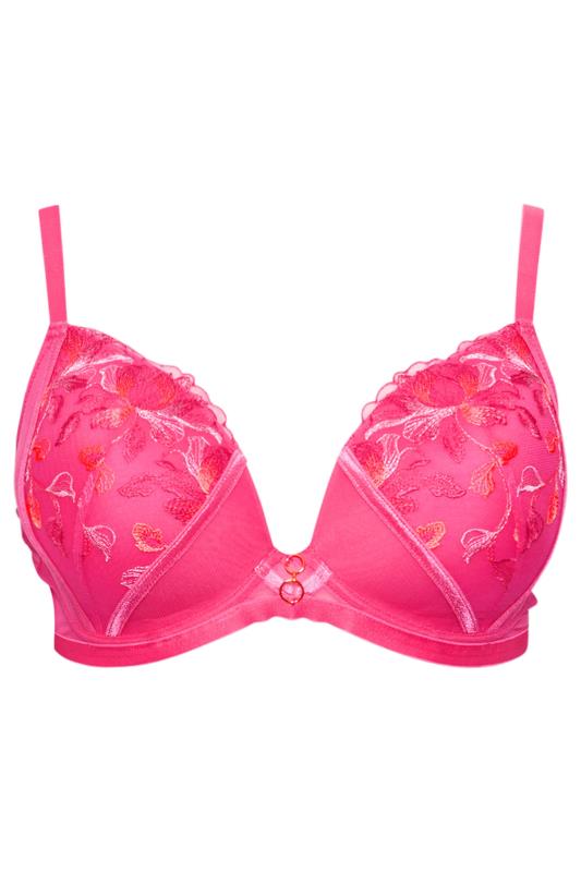 YOURS Plus Size Pink Floral Padded Plunge Bra | Yours Clothing  6