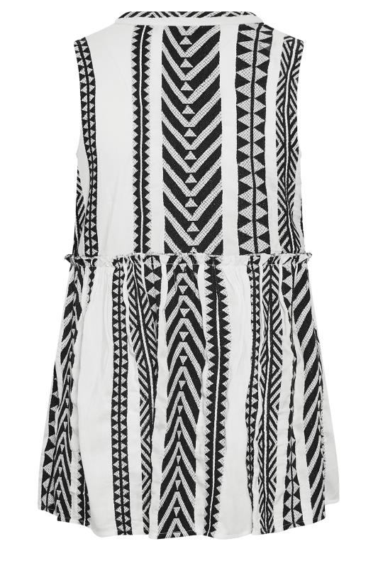 LIMITED COLLECTION Plus Size White Aztec Print Peplum Top | Yours Clothing 7