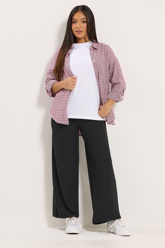 M&Co Petite Black Ribbed Wide Leg Trousers | M&Co 2