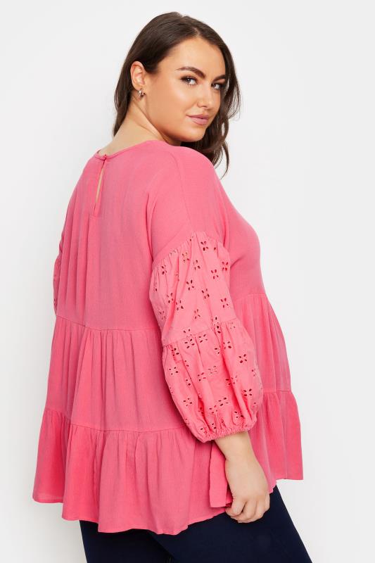 BUMP IT UP MATERNITY Plus Size Pink Broderie Top | Yours Clothing 3