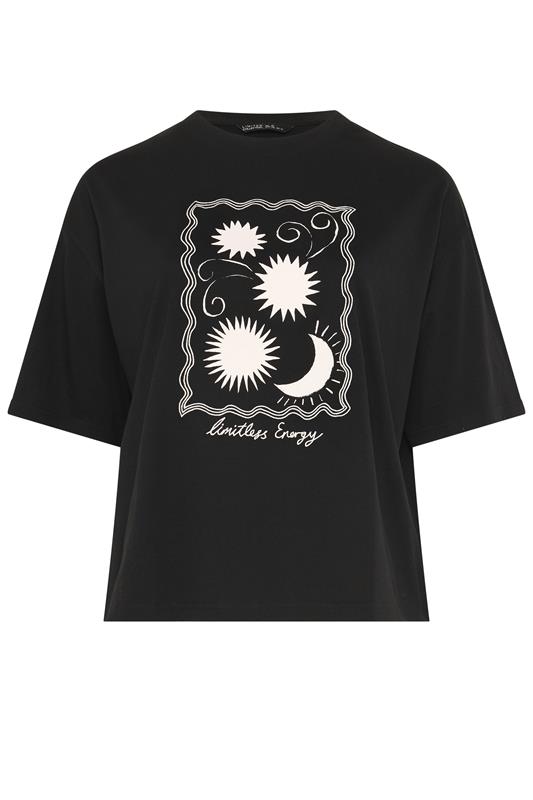 LIMITED COLLECTION Plus Size Black Embroidered Sun Graphic T-Shirt | Yours Clothing 5