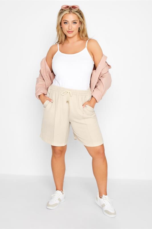 Plus Size Natural Brown Lightweight Twill Shorts | Yours Clothing 2