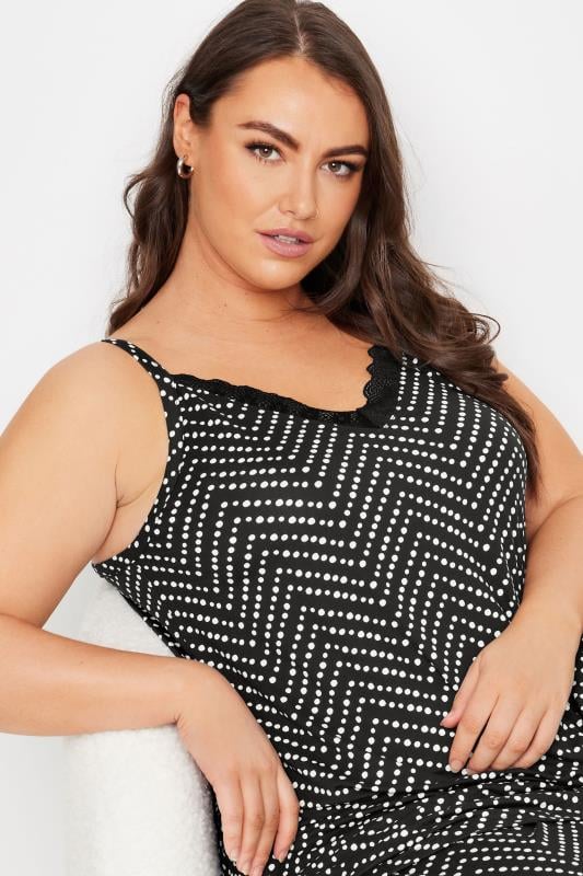 YOURS Plus Size Black Spot Print Pyjama Set | Yours Clothing 4