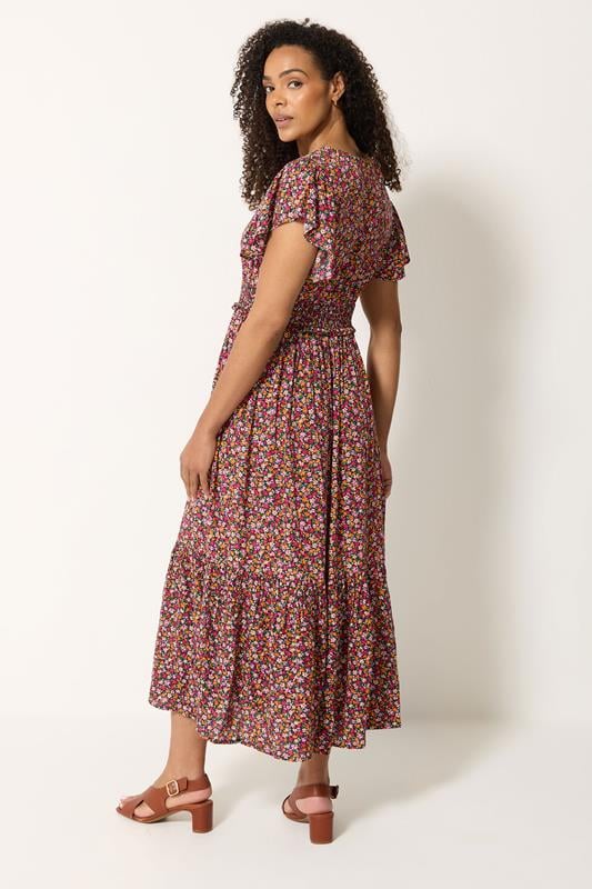 M&Co Pink Ditsy Floral Shirred Waist Maxi Dress | M&Co 2