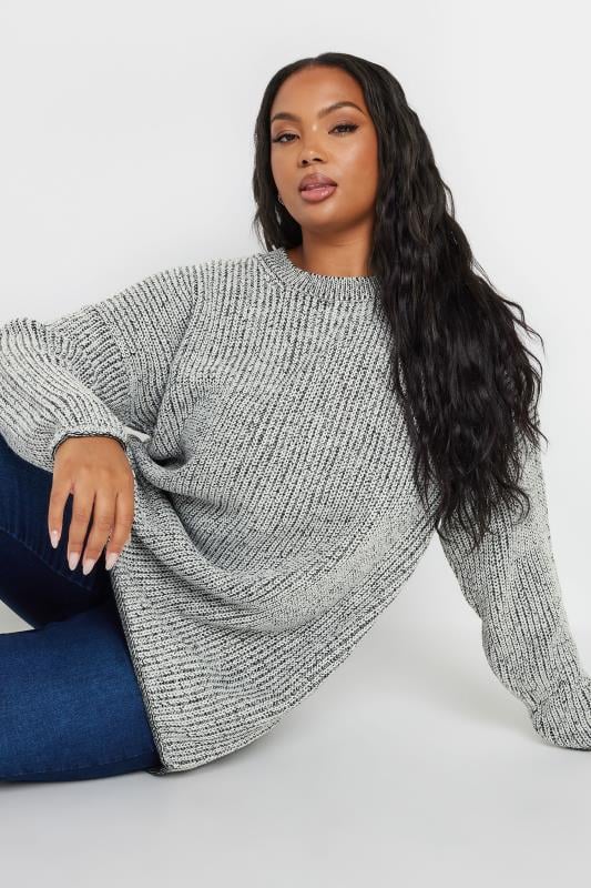 YOURS Plus Size Grey Knitted Jumper | Yours Clothing 1