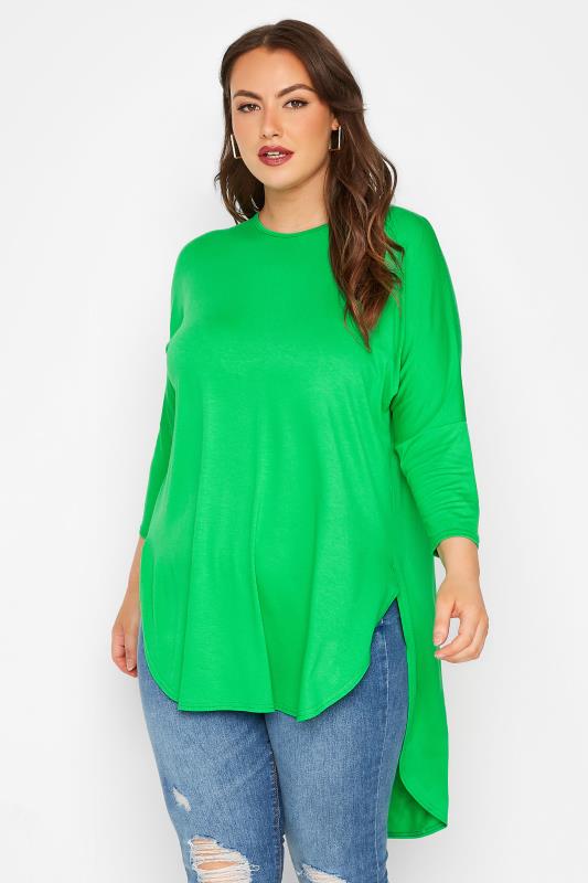 LIMITED COLLECTION Plus Size Apple Green Extreme Dip Back T-Shirt | Yours Clothing 1