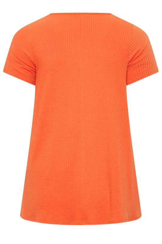 Plus Size Orange Ribbed Swing Top | Yours Clothing 6