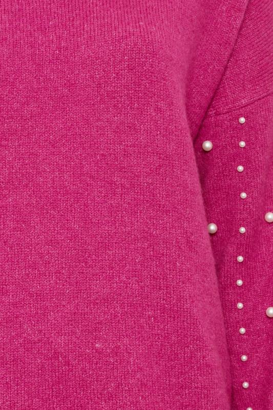 YOURS LUXURY Plus Size Pink Pearl Embellished Batwing Jumper | Yours Clothing 6