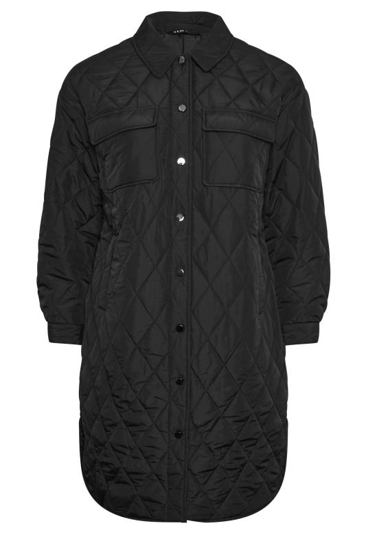 YOURS Plus Size Black Longline Quilted Jacket | Yours Clothing 7