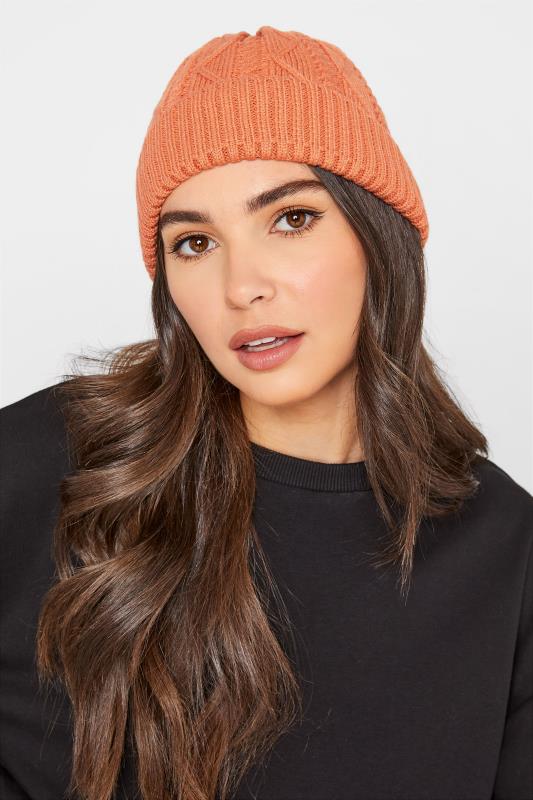 Orange Cable Knitted Beanie Hat_M.jpg