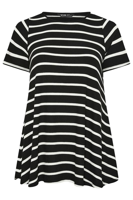 Yours Plus Size Black Stripe Ribbed Swing T-Shirt | Yours Clothing 5