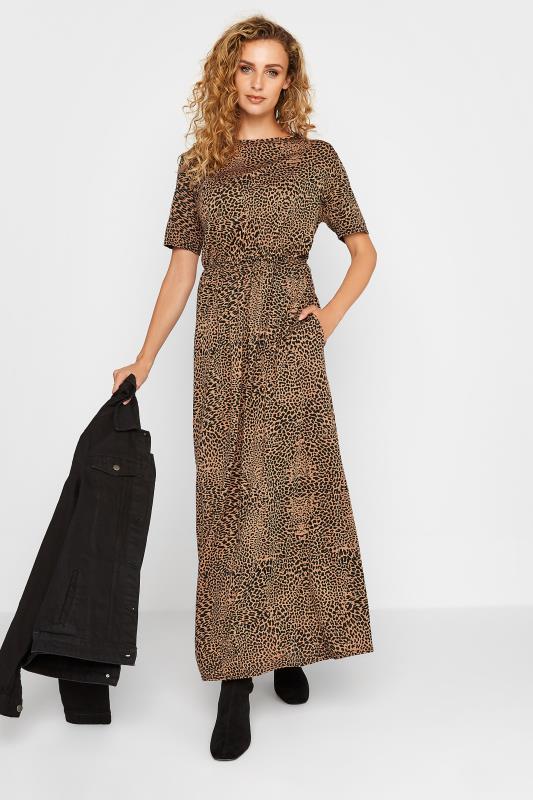 LTS Tall Brown Leopard Print Pocket Midaxi Dress 3